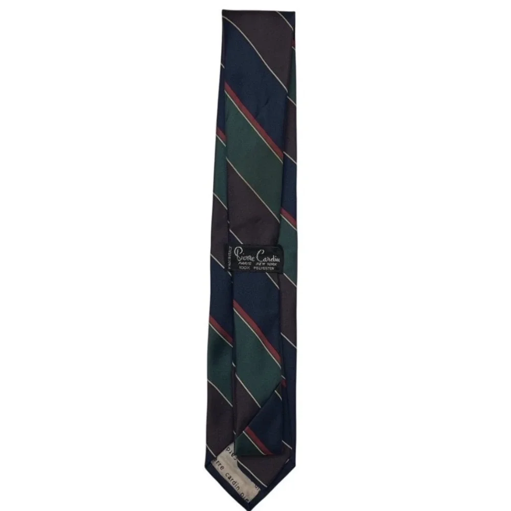 Pierre Cardin Tie Navy Burgundy Green Striped Made In Italy Classic‎ Designer